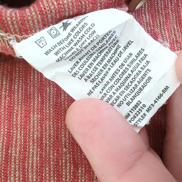 Gramicci Men's Hemp Organic Cotton Striped Long Sleeve Henley Shirt Red Medium - Picture 4 of 6